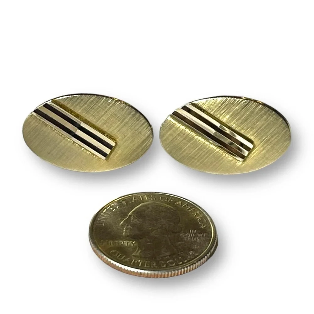 Vintage Swank Gold Tone Cufflinks Mens Mid Century Modern Locking